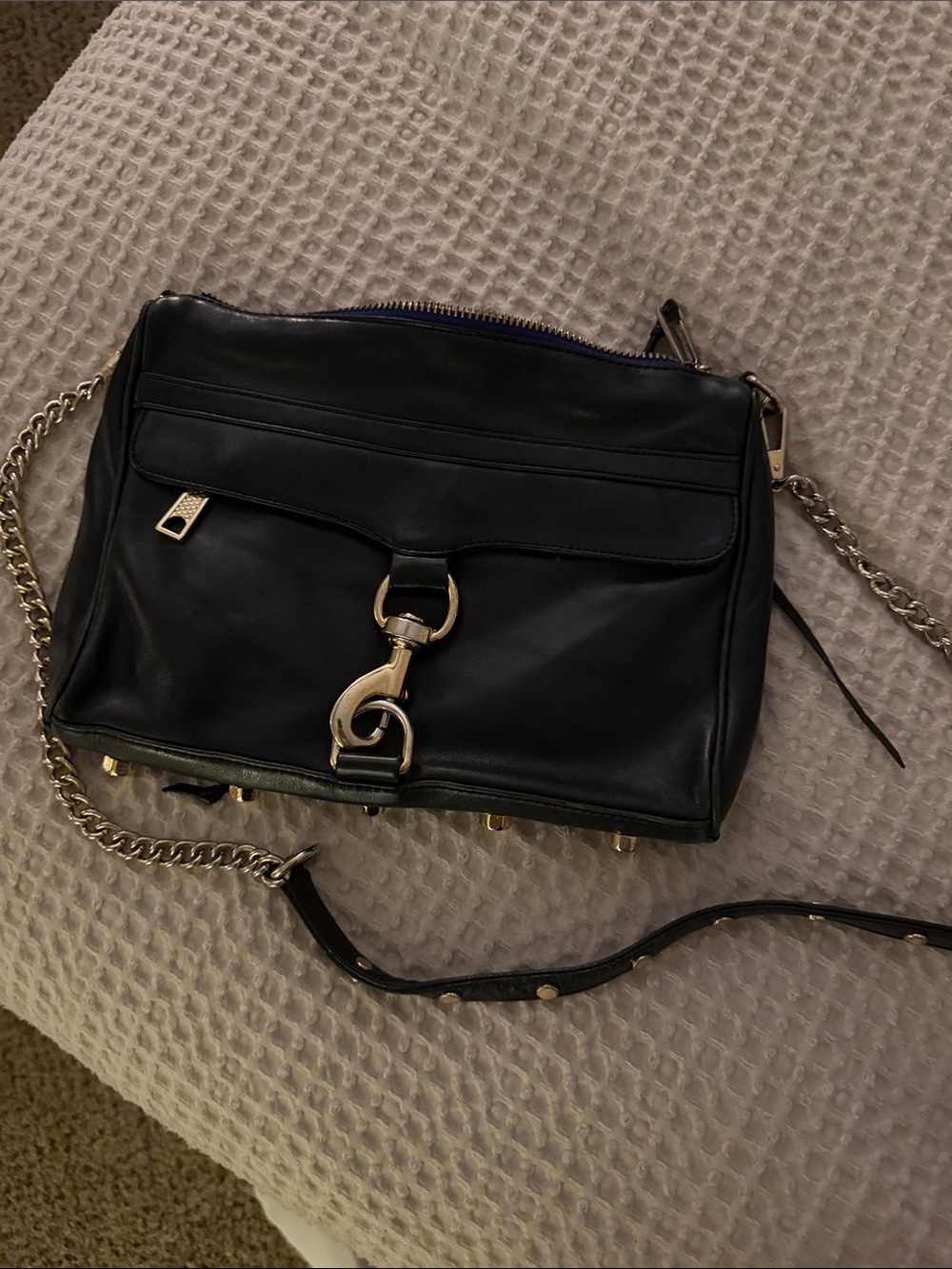 Rebecca Minkoff Classic M.A.C. Black Leather Crossbody Bag Gold Hardware
